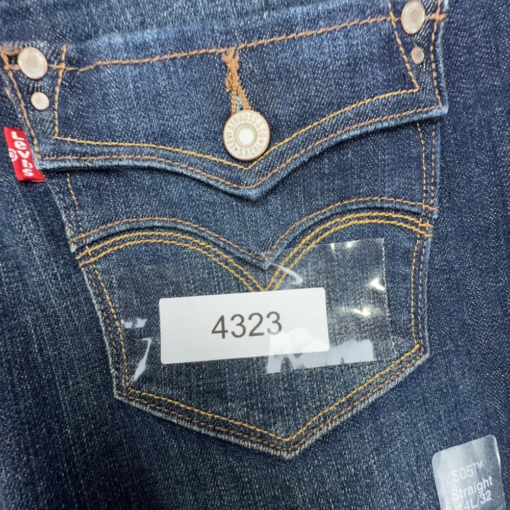 Levis 505 Straight Leg Jeans Women 14L Dark Wash Blue Denim Flap Pocket 15505 - Picture 11 of 11